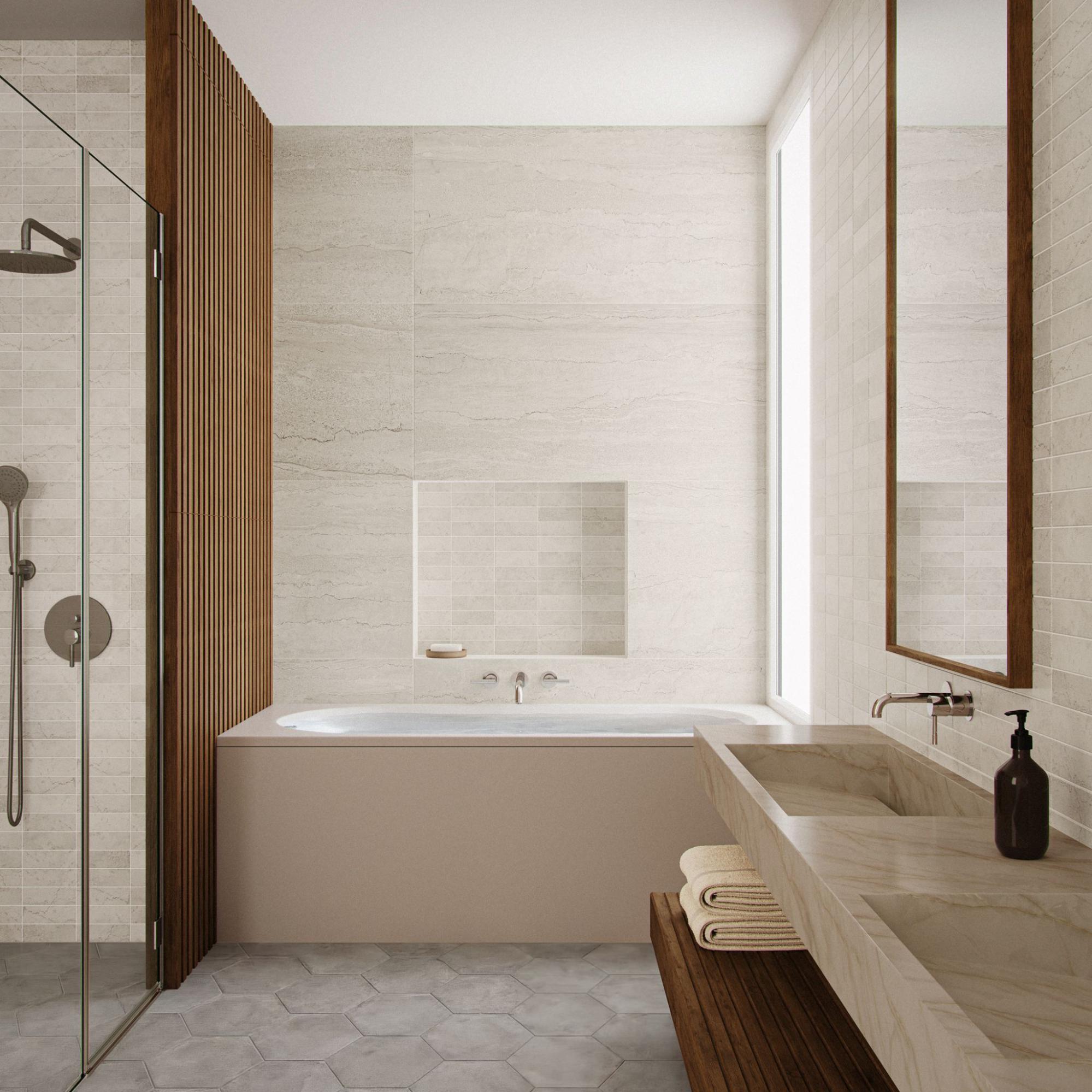 Bathroom Designs with Hexagon Floor Tile
