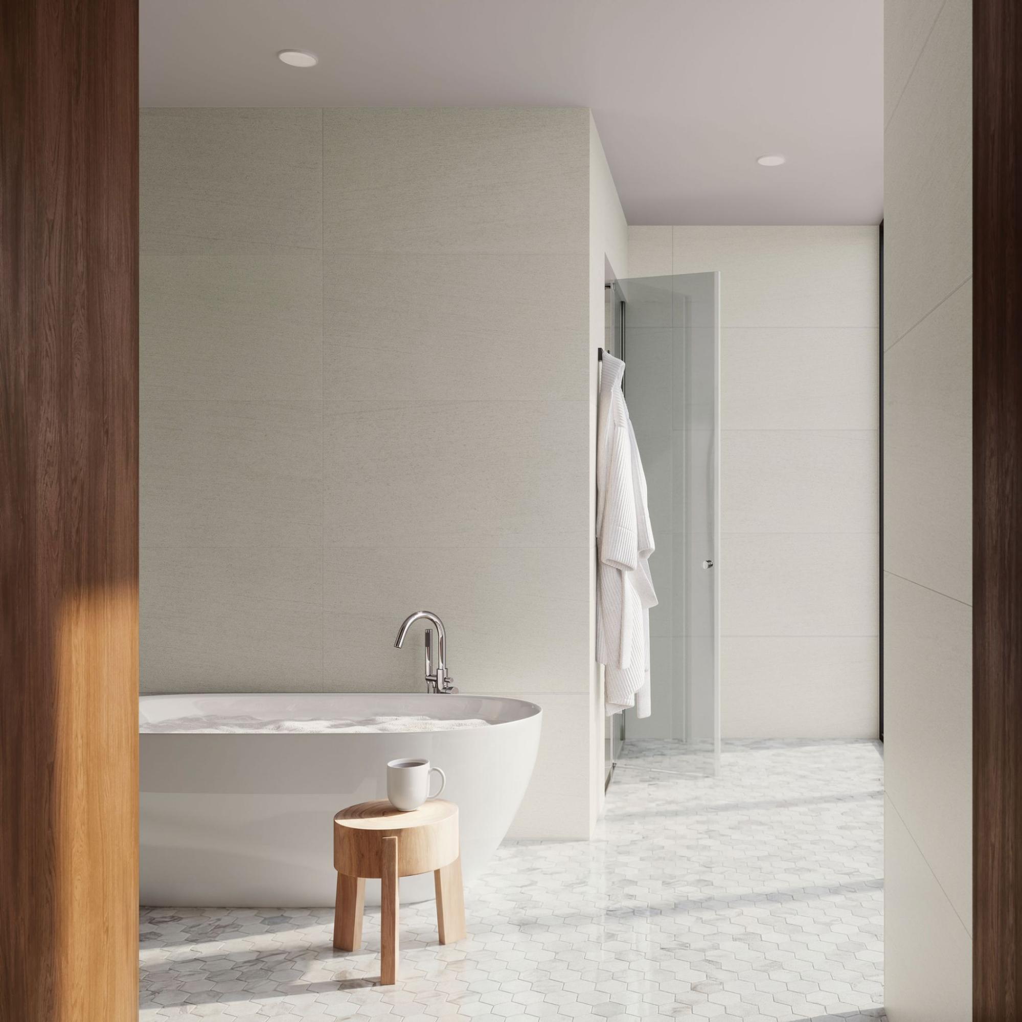 Bathroom Designs with Hexagon Floor Tile