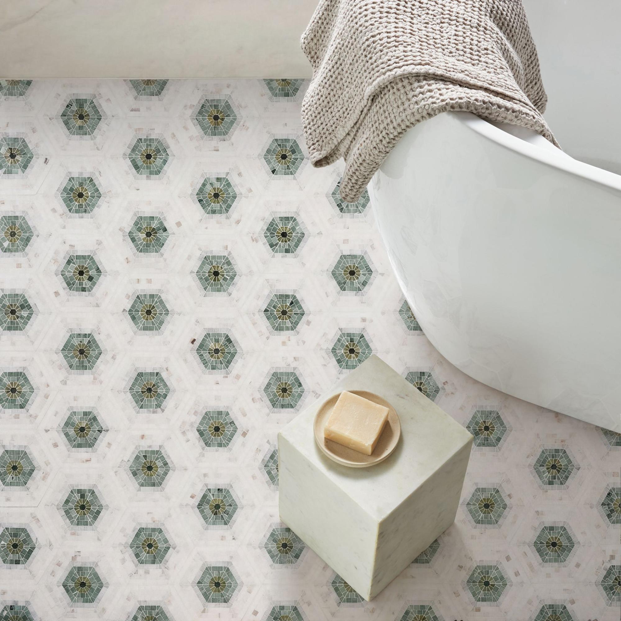 Bathroom Designs with Hexagon Floor Tile