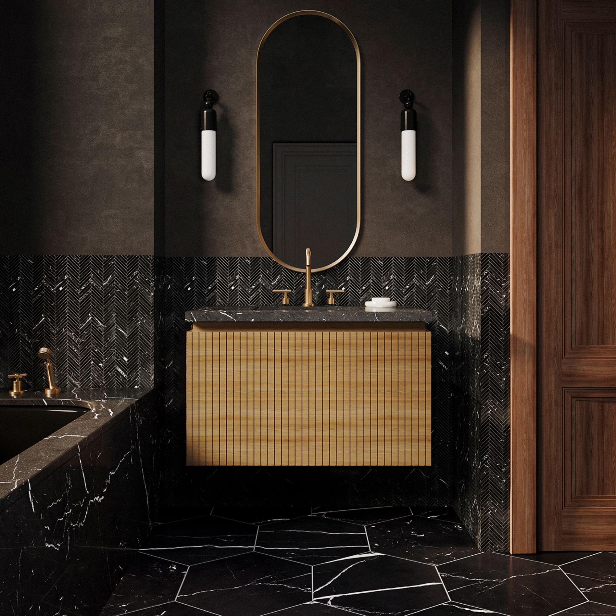 Bathroom Designs with Hexagon Floor Tile