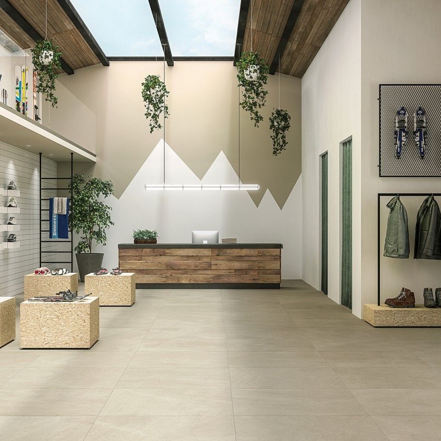 Rushmore Park 36x36 Matte Procelain Tile in a modern shop environment used on the floor