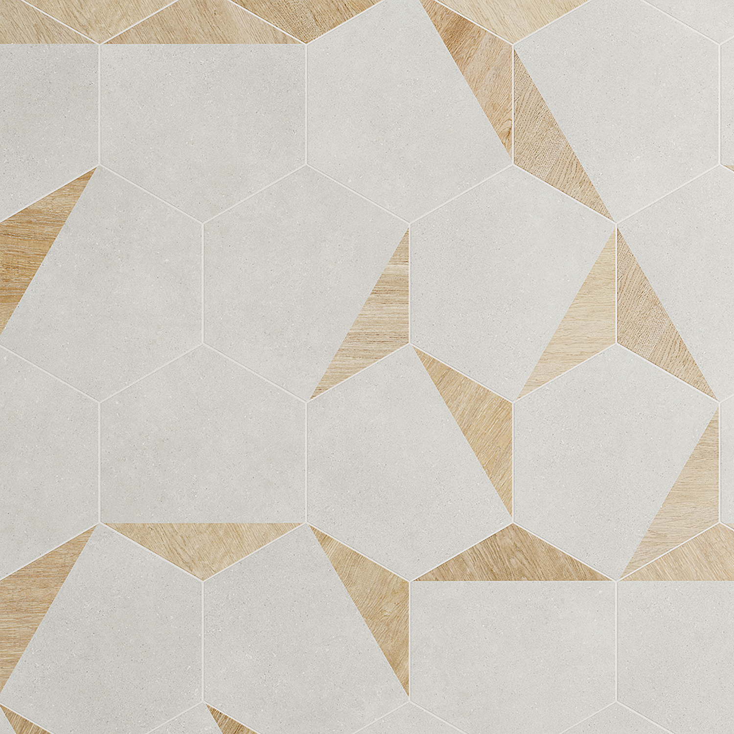 Pergola Wood White 12.5" Hexagon Matte Porcelain Tile
