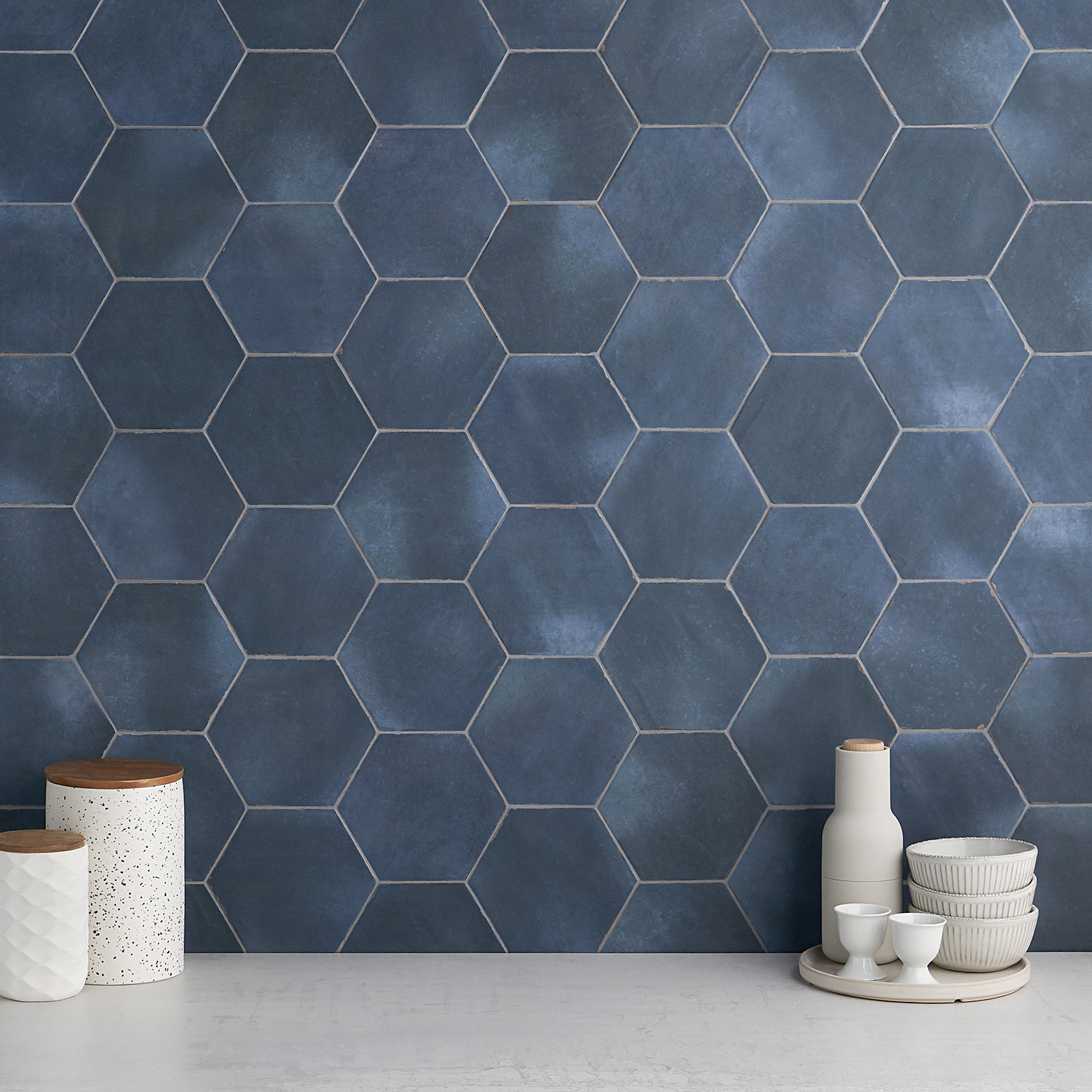 Sasha Hex Chiazza Marino 6" Matte Porcelain Hexagon Tile
