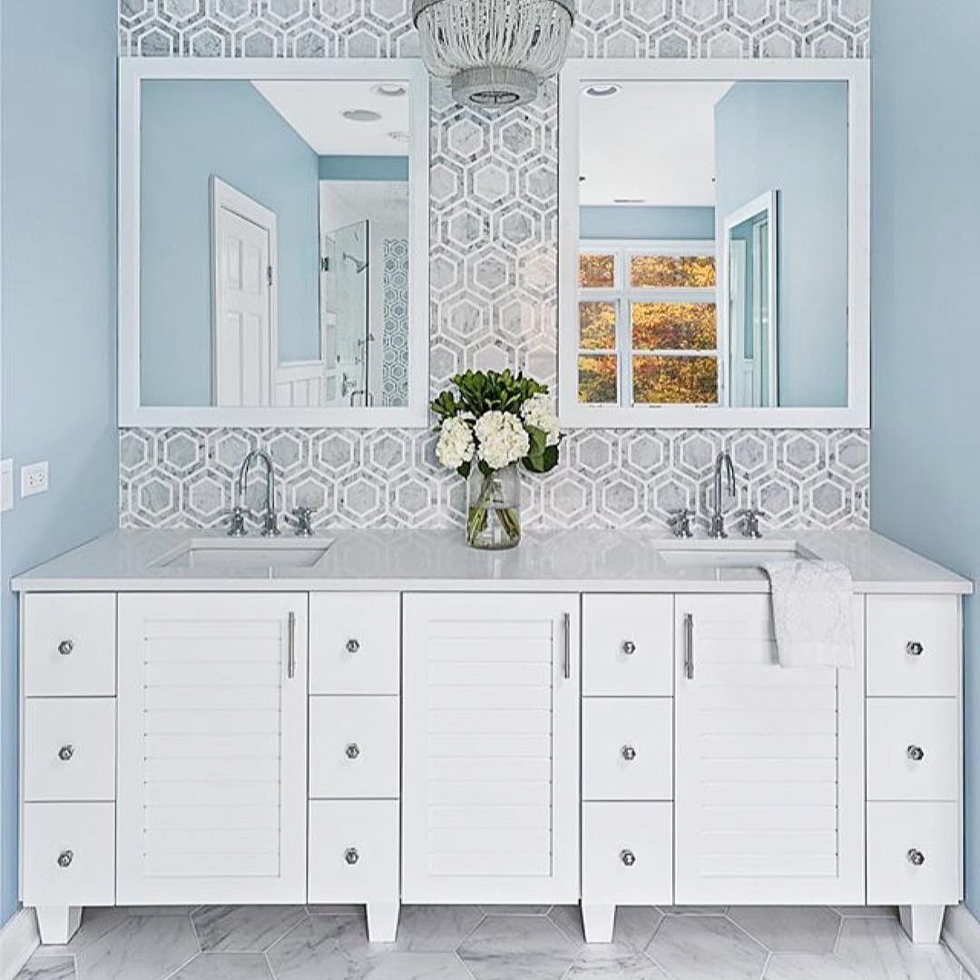Nova Lynx Hexagon Marble Tile bathroom backsplash