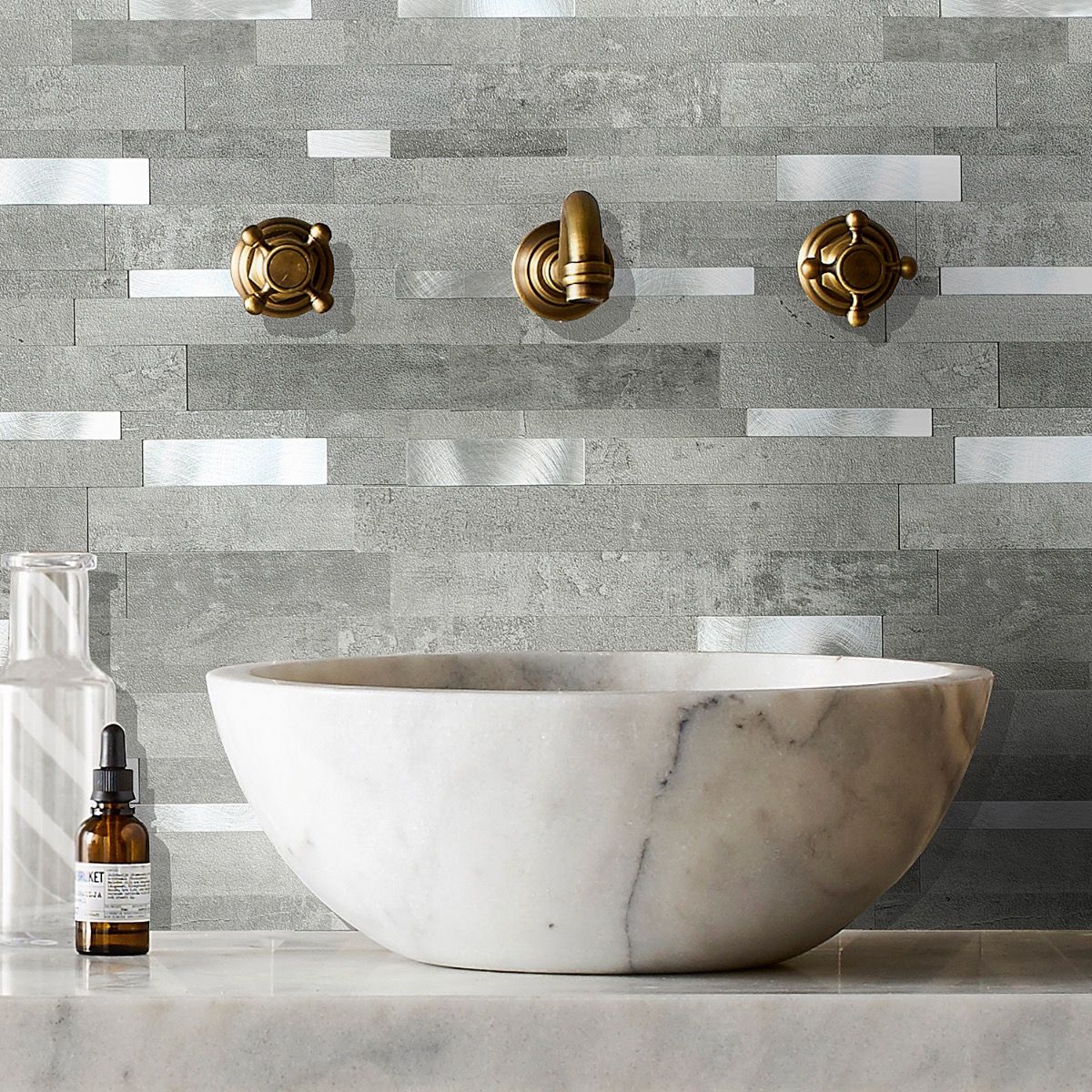 Browse our Metalway Cement Gray Solid Core Peel & Stick Mosaic Tile