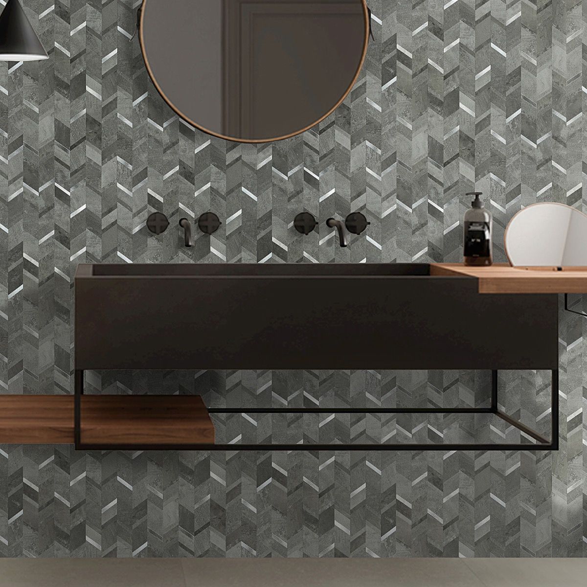 Discover our Tether Grigio Solid Core Peel & Stick Mosaic Tile