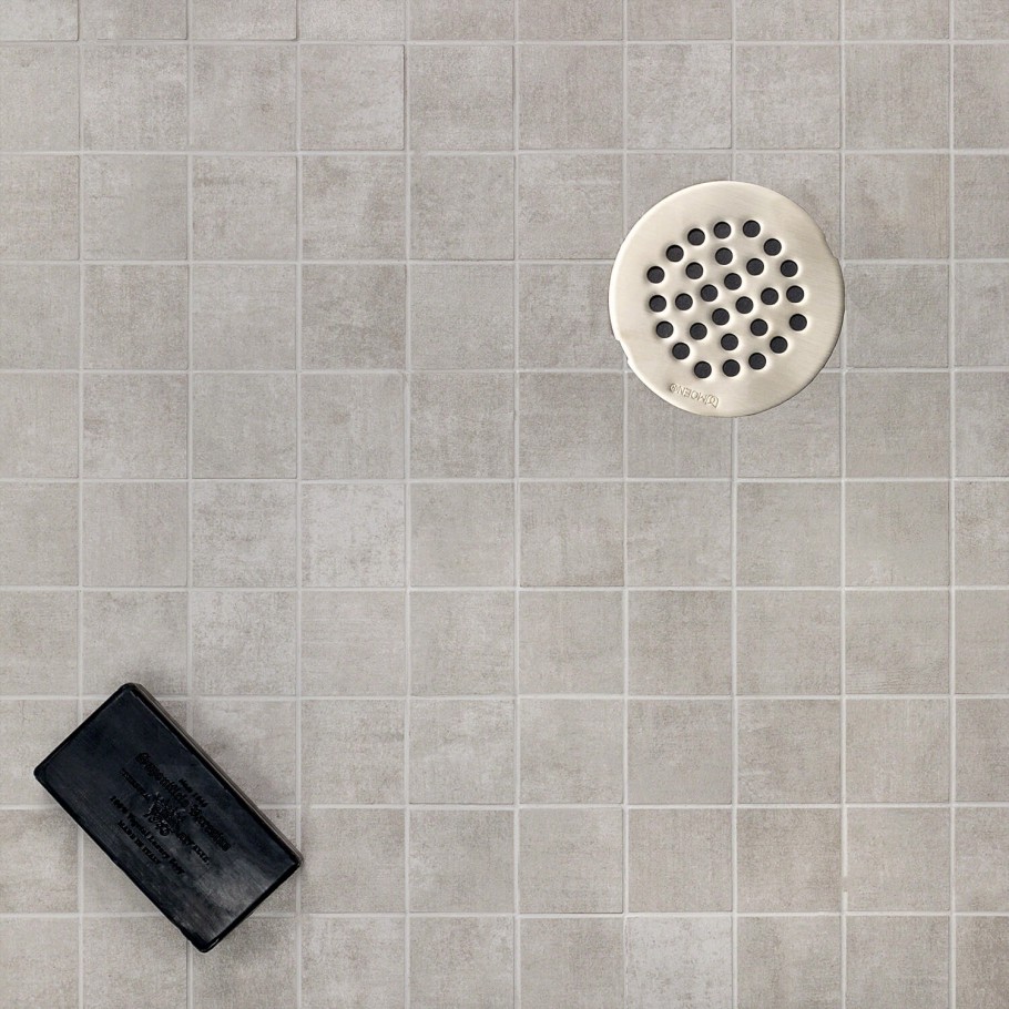 Concrete Look Tile shower floor example with drainage 