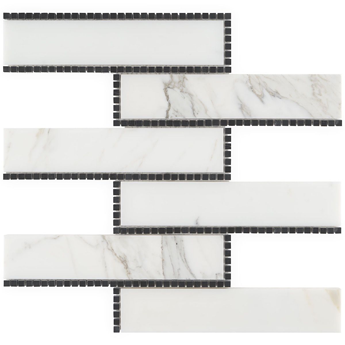 The New Palm Beach by Krista Watterworth Brick White Polished Marble Mosaic Tile