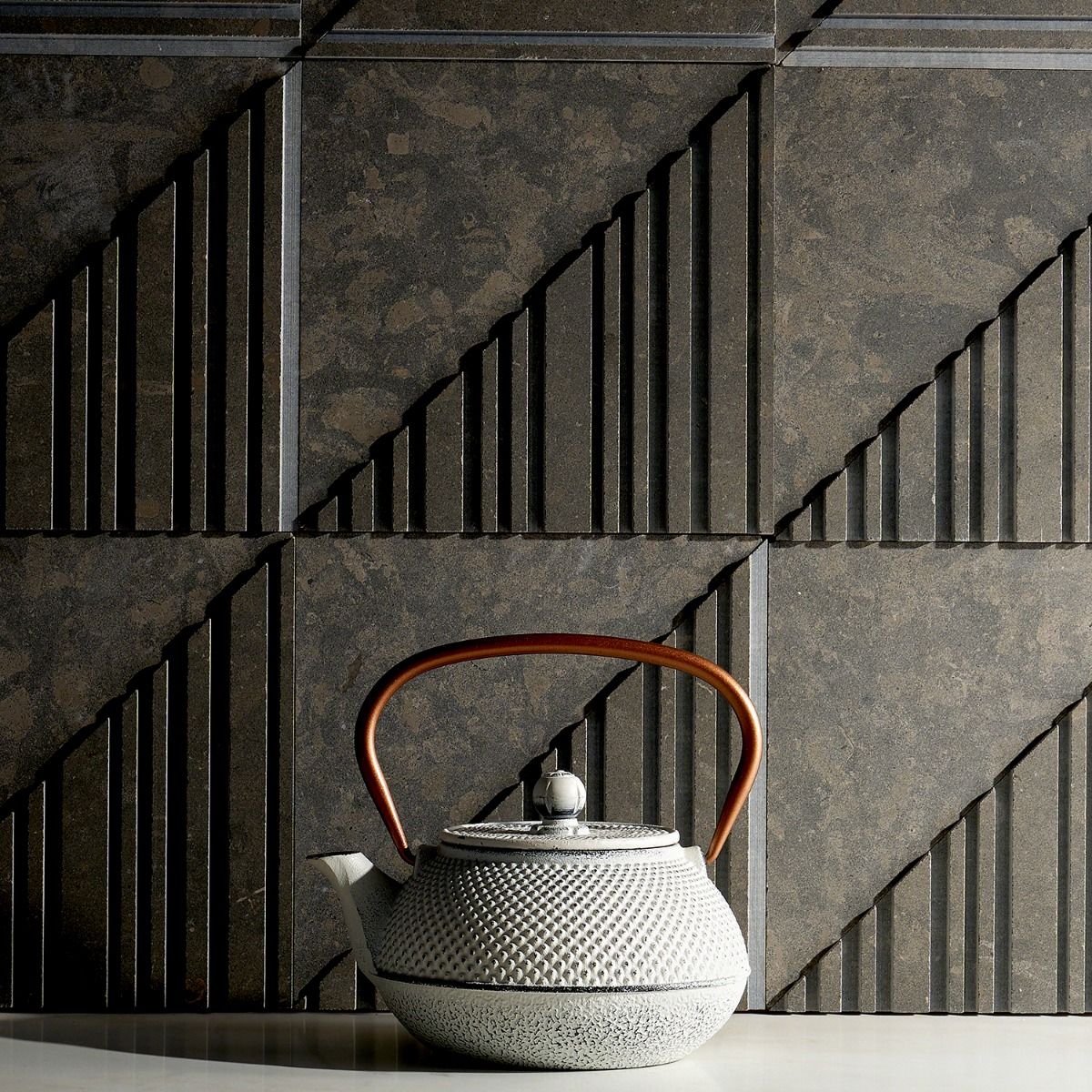 Michael Habachy Barcode 3D Medio Nova Gris 8x8 Marble Tile