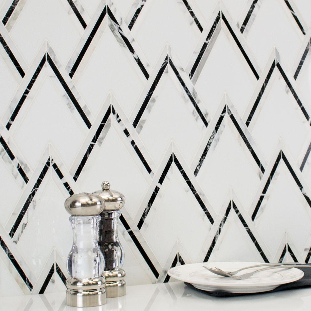VZAG Nero Marquina Marble Mosaic Tile by Vanessa Deleon
