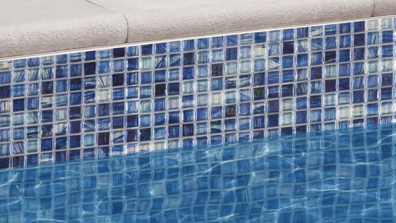Pool tiles with colour and glass finishes