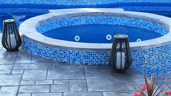 Water feature tiles hot tub example 