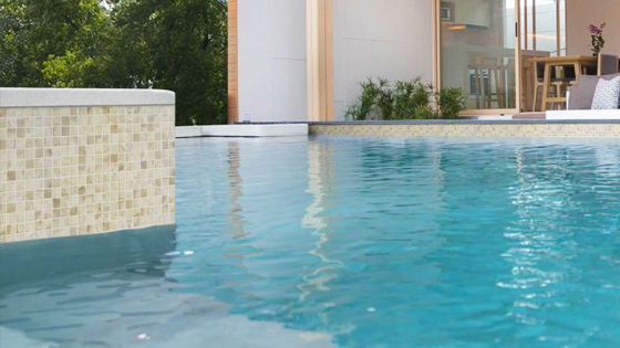 Waterline swimming pool tiles side of pool example