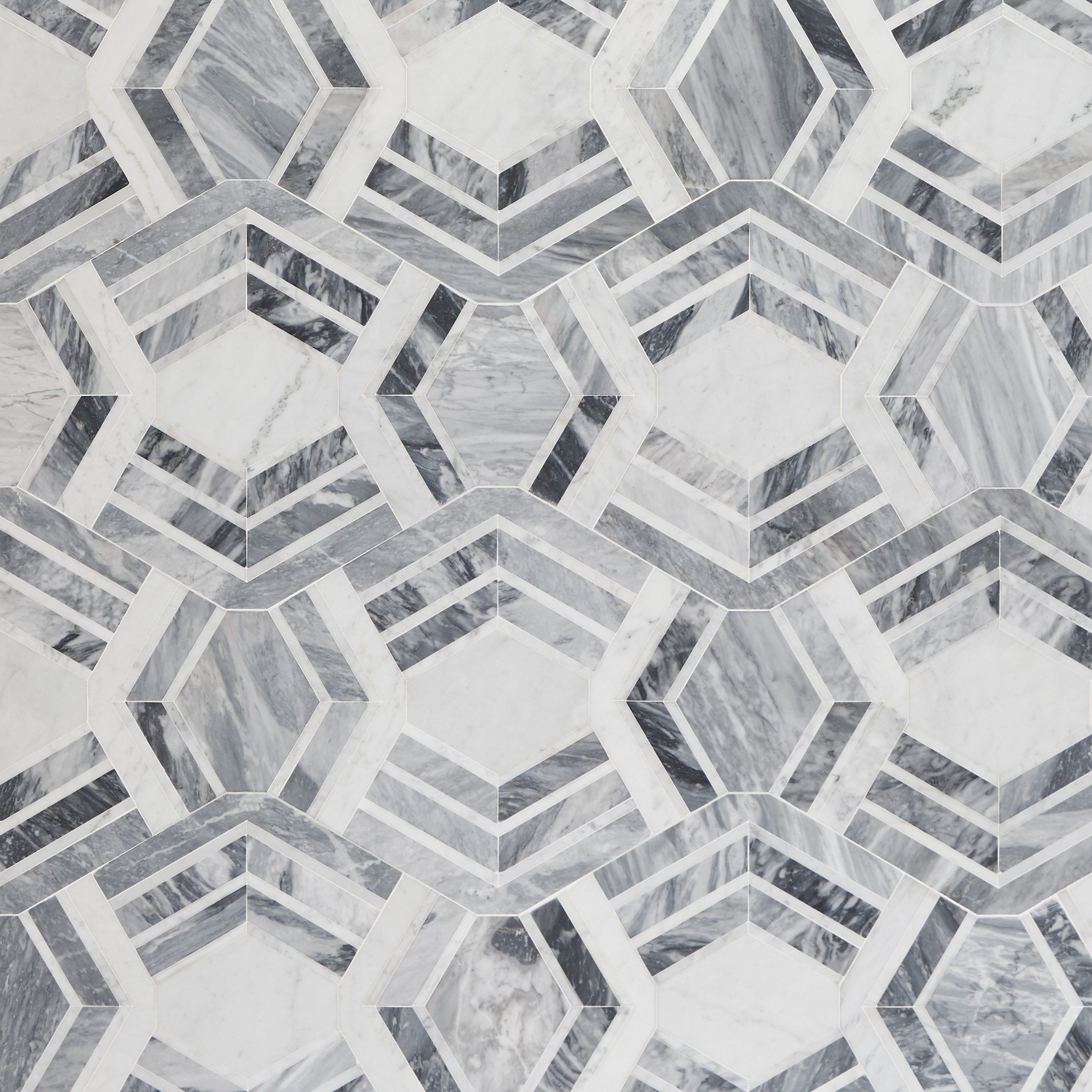 Mezzo Canta Polished Marble Mosaic - grey - wall or floor tile
