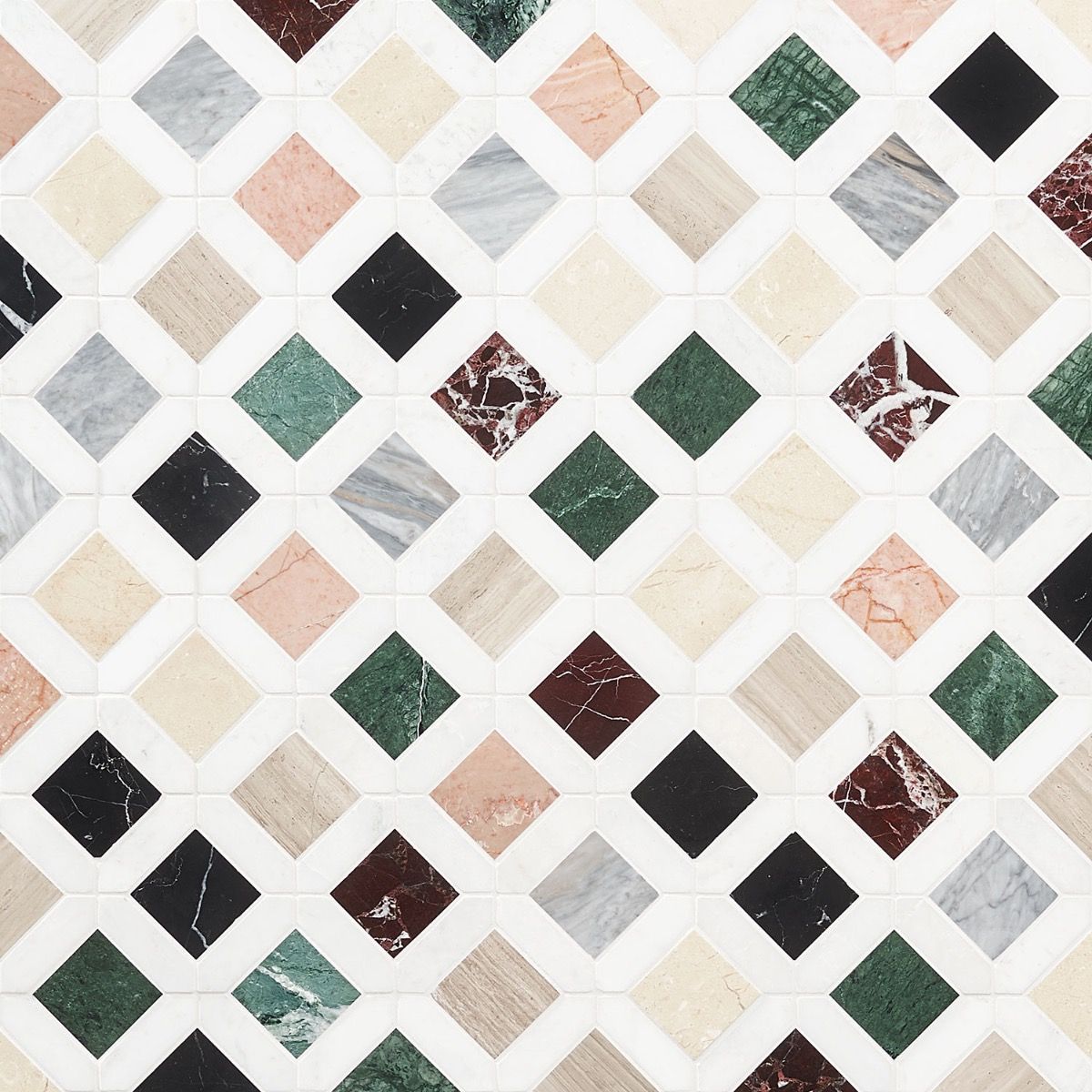 Nola Multi Polished Marble Mosaic 1.88 x 1.88 floor or wall tile