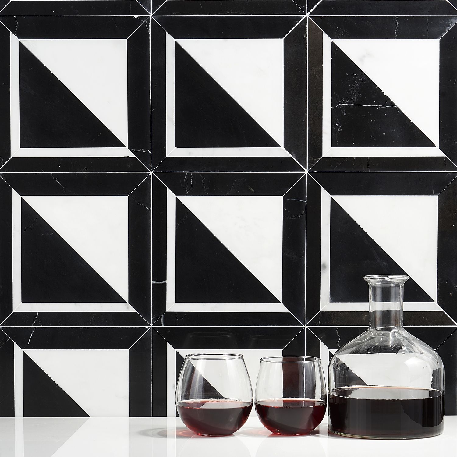 GeoMarble Lados Nero Carrara Polished Marble Mosaic polished floor or wall tile