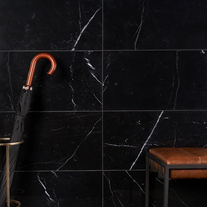 Nero Marquina 24x24 Polished Marble Tile Enterance way floor or wall tile