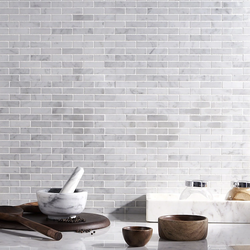 Carrara 1/2x2 Marble Polished Mosaic Tile