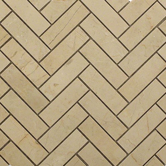 Crema Marfil Herringbone 1x3 Marble Polished Mosaic Tile
