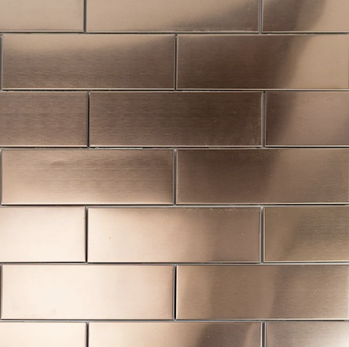 Copper Metal Subway Tile for Wall 2x6 Stainless Steel
