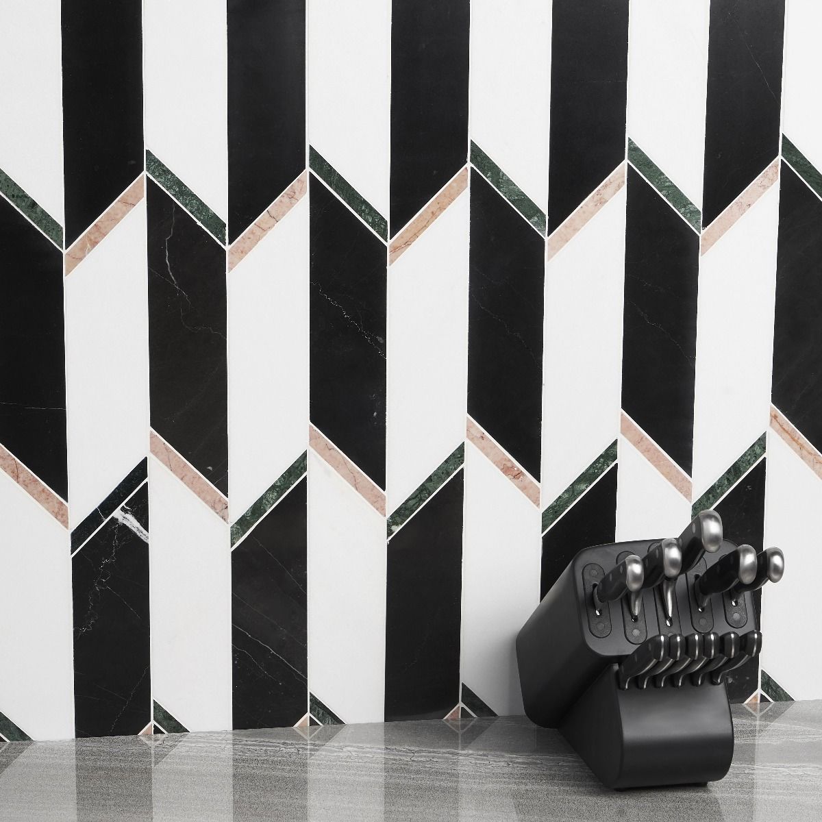 Fitz Noir Vera Polished Marble Mosaic Tile