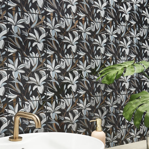 Icon Inspired by Iris Apfel Lily Night 8x8 Artisan Decor Polished Porcelain Tile