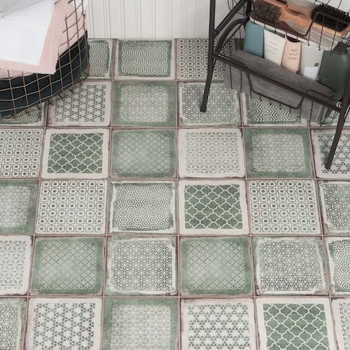 Los Lunas Deco Green 8x8 Matte Porcelain Tile