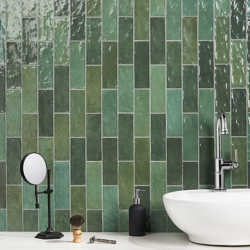 Portmore Green Glazed Ceramic Wall Tile
