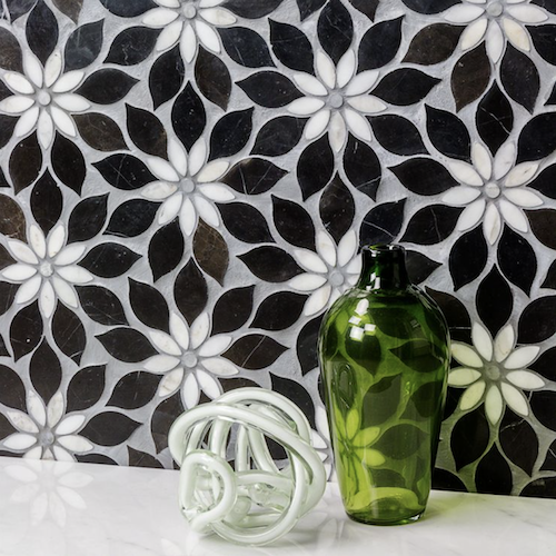 Wildflower Black Horizon Marble Polished Tile