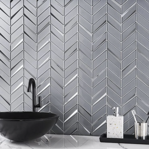Kasol Paris Mirrored Polished Gray Glass Mosaic Tile
