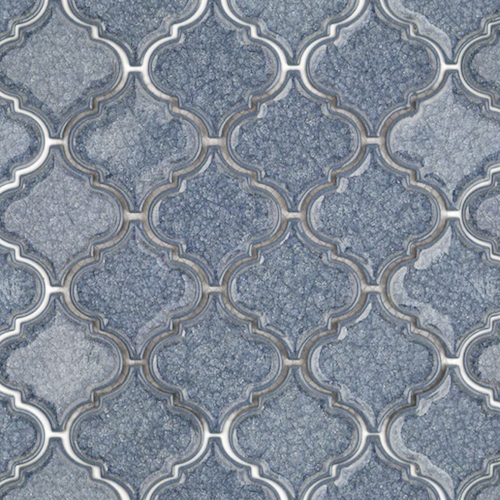 Roman Brisk Blue Arabesque Glass Polished Mosaic Wall Tile
