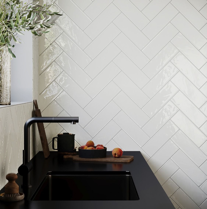 Santa Monica White ceramic tile - Curated Essentials