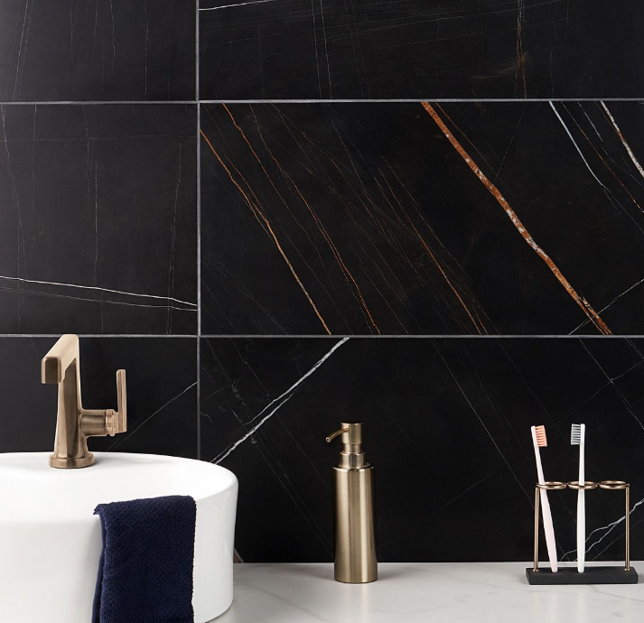 Black & Gold Honed Marble Tile