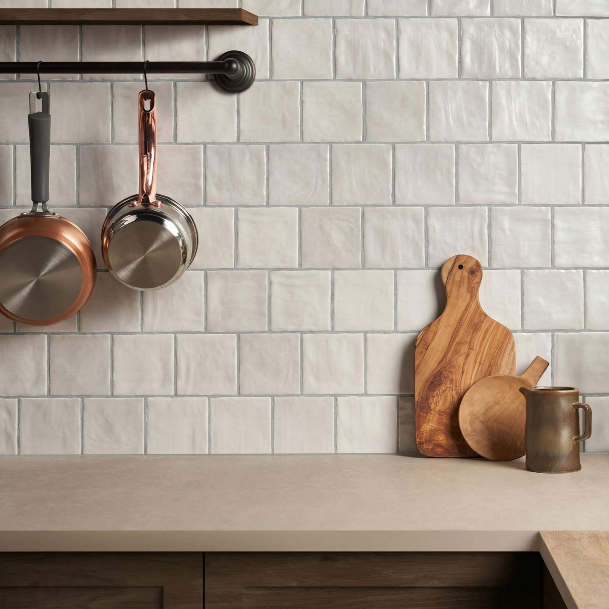 kitchen backsplash with visible grout