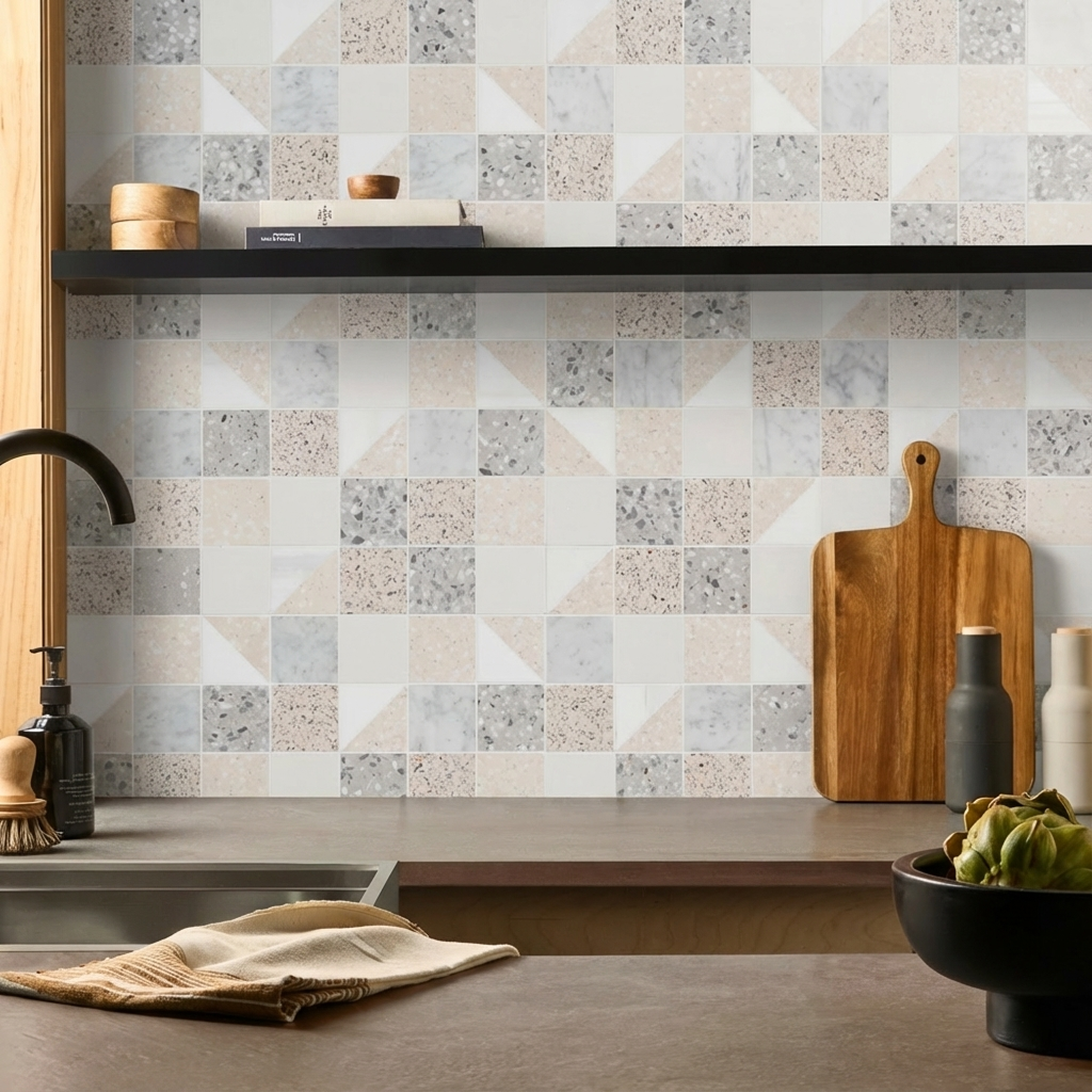 Terrazzo backsplash tile
