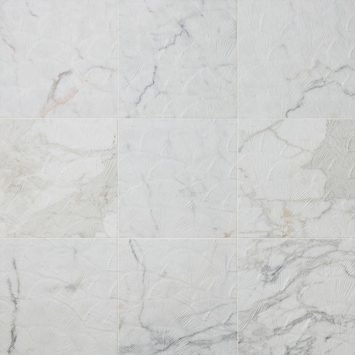Moonwave Carved Calacatta Gold 16x16 Textured Honed Marble Tile