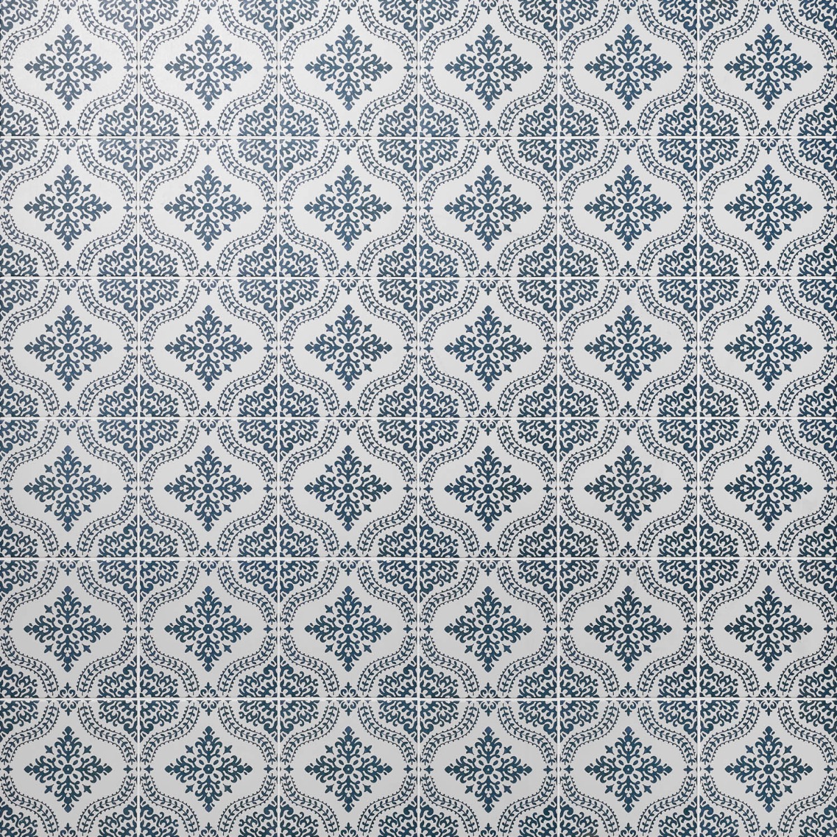 Elowynn Flora Cove White 8x8 Matte Porcelain Tile