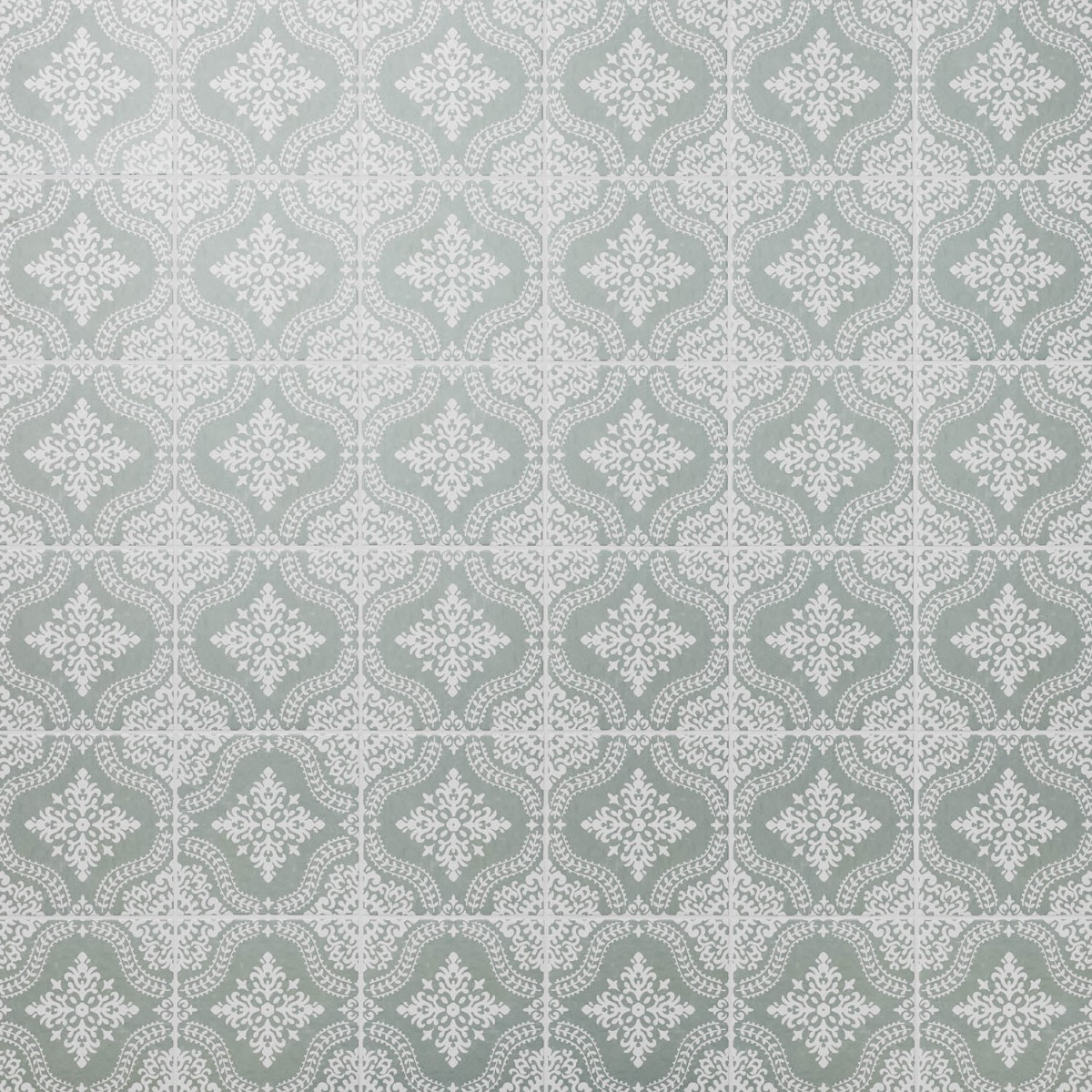 Elowynn Flora Seafoam Green 8x8 Matte Porcelain Tile