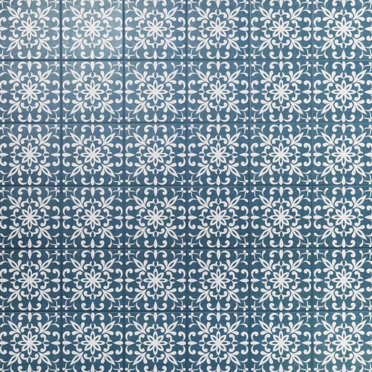 Elowynn Medallion Marina Blue 8x8 Matte Porcelain Tile