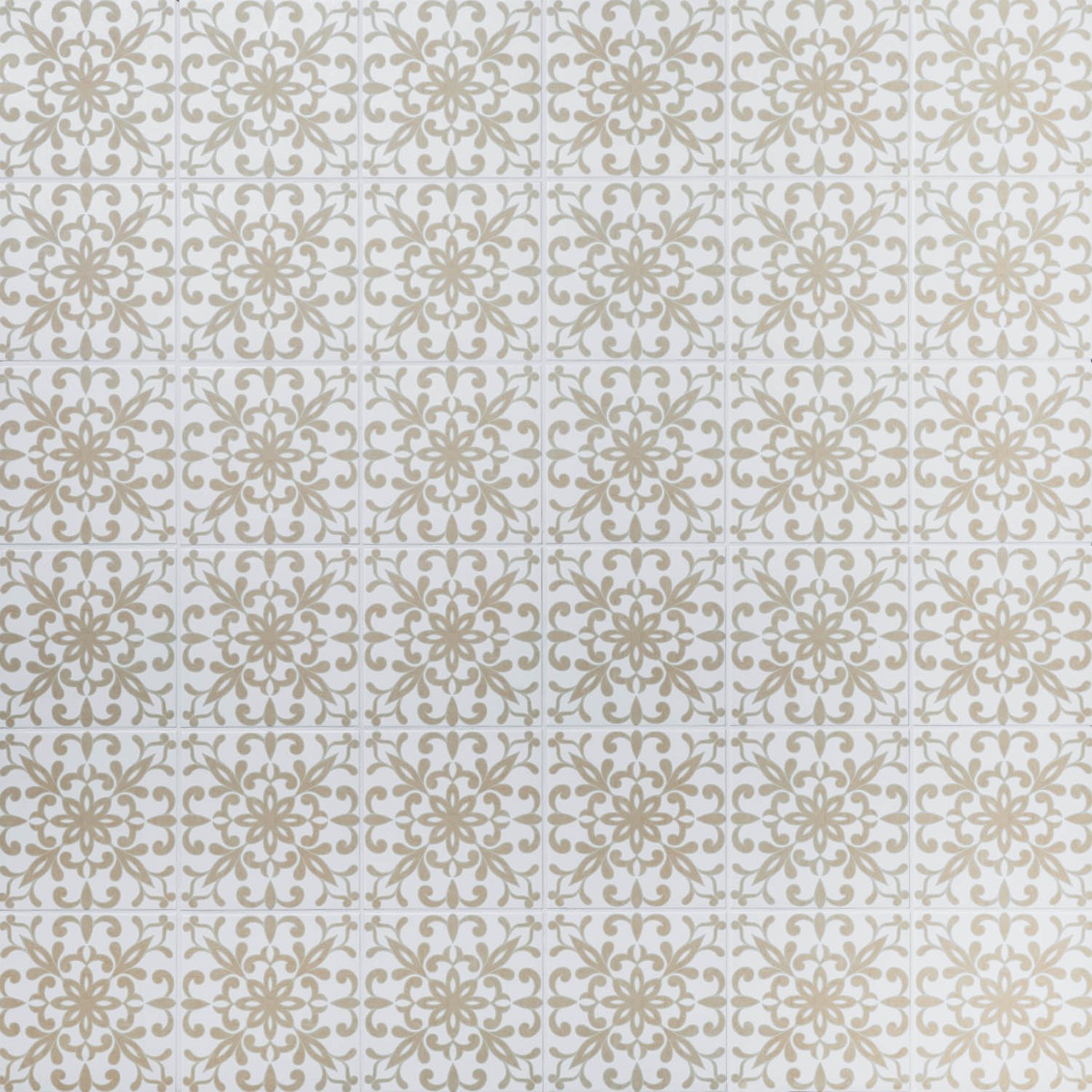 Elowynn Medallion Shell White 8x8 Matte Porcelain Tile