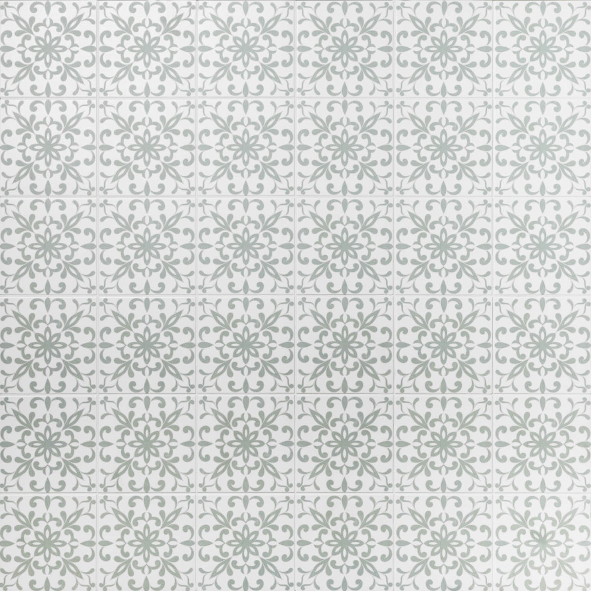 Elowynn Medallion Salt White 8x8 Matte Porcelain Tile
