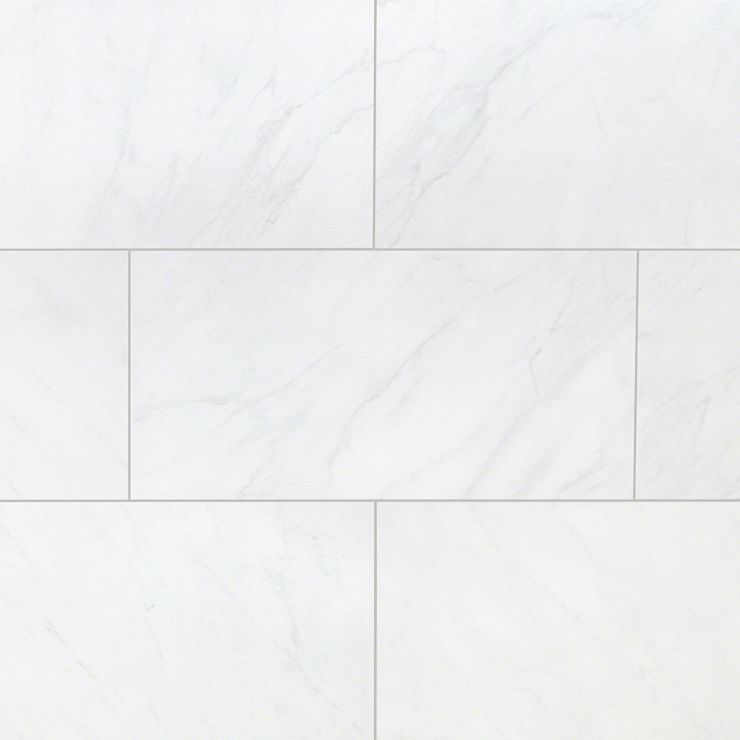 Tilebar Belvedere Bianco 15x30 Marble Look Porcelain Tile, White, Backsplash, Wall and Floor