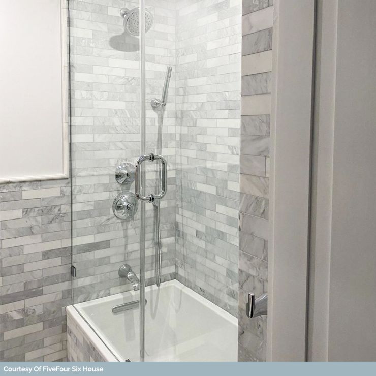 Brushed 2x8 Marble Tile - Stone Carrara Subway 