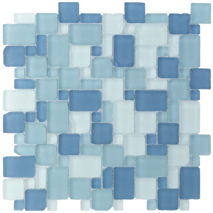 Sample-Coastal Seaside Blue French Pattern Beached Frosted