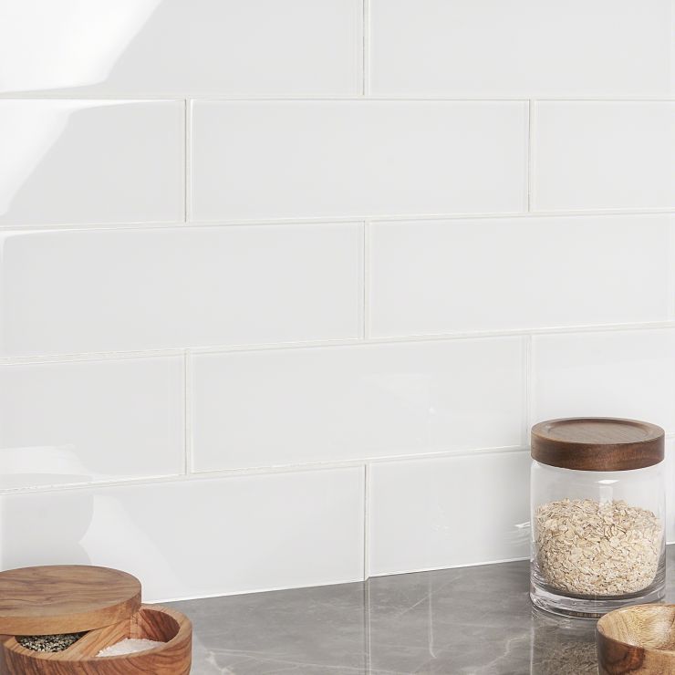 Super White Polished 4X12 Glass Tile | TileBar.com