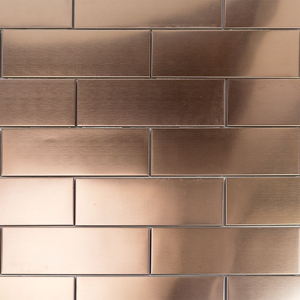 Copper Subway Tile 2x6 In Stainless Steel TileBar
